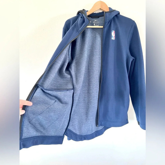 Nike Dri-Fit NBA Basketball Navy Blue Zip-Up Hoodie Sweatshirt Size Medi… - Picture 3 of 10